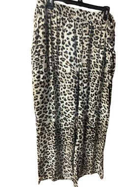 T Tahari Leopard-Print Wide Leg Pants - Black, Brown, Cream